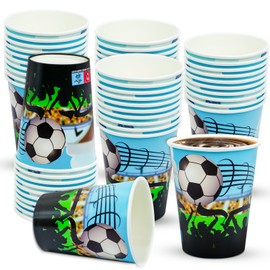 HNH Football Party Paper Cups Set Disposable 12oz Pack of 50
