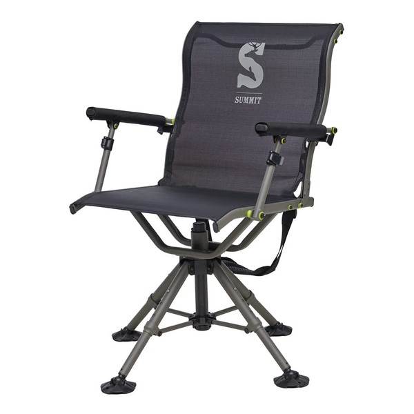 Summit Treestands Shooting Chair | Ideal for Hunting Blinds | Wide Feet for Uneven Ground or Mud, Black (SU88023)