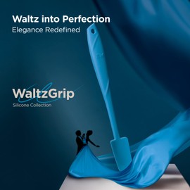 Kitchen Mama Silicone Jar & Can Spatula Set: Heat-Resistant, Dishwasher Safe, Ergonomic Grip, Perfect for Mixing, Scraping, Scooping, and Spreading, Nonstick Cookware, Platinum WaltzGrip (Blue)