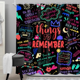 Cinbloo Kids Colorful Quotes 72Wx72H Shower Curtain Funny Inspirational Graffiti Black Neon Positive Motivational Versers Words Bathroom Curtain Set Modern Teens Cool Bath Bathroom Accessories Decor