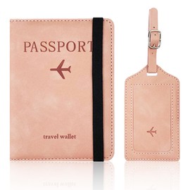 Passport Case, Passport Cover with PU Leather RFID Blocking, Passport Cover with Pocket for Credit Cards, Travel Passport Case with for Men and Women (Pink), rose, Travel