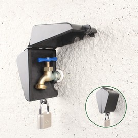 Outdoor Faucet Locking System with Padlock,Insulated Spigot Lock Cover,Garden Hose Bib Lockout,Freeze Protection,Prevents Water Theft and Stops Unauthorized Use of Water,FIT 1/2” & 3/4" Faucet, Black