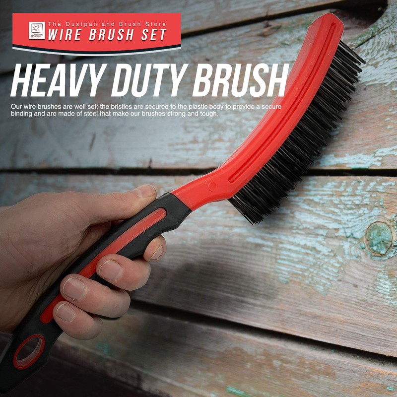 Wire Brush Twin Pack of Heavy Duty Steel Brush With