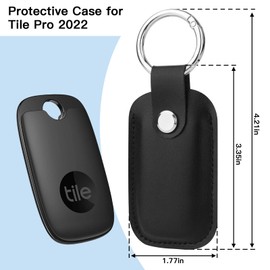 CaSZLUTION Compatible with Tile Pro 2022 Case, Microfiber Leather Holder Case Protective Cover with Key Ring for Tile Pro 2022 Tracker, 1 Pack (Black)