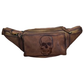 Real Leather Belt Bag Hip Bag Bum Bag Skull Solo by Einkaufszauber, Brown Rustic, bum bag