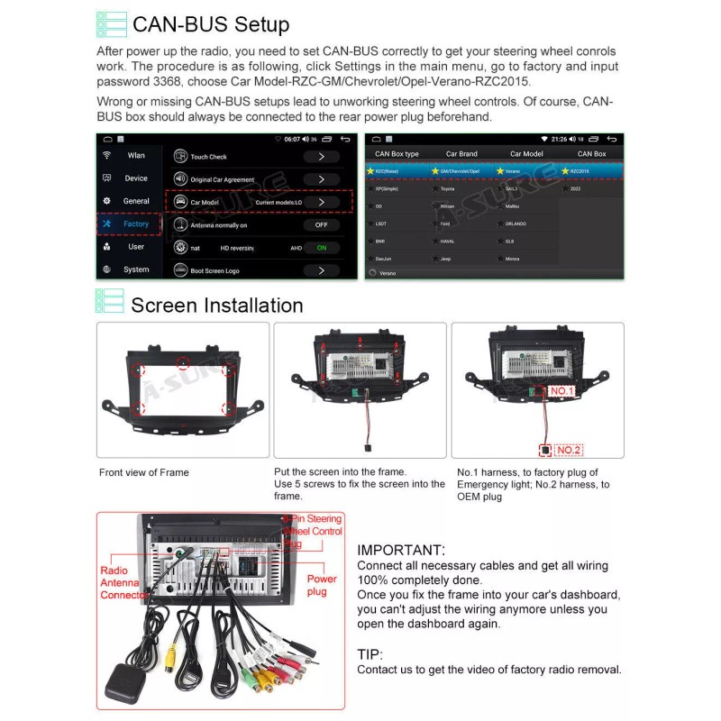 ASURE 2+64GB Car Radio Stereo for Buick Verano 2016-2019 CarPlay