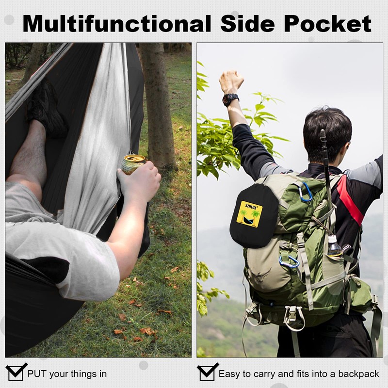 SZHLUX Camping Hammock Double & Single Portable Hammocks with 2