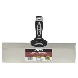 Hyde 14 Inch Pro Stainless, Flexible, Flat Back, One-Piece, Rust Resistant, Metal Drywall Taping Knife with Hammerhead End & Ergonomic Comfort Grip Handle, 09374