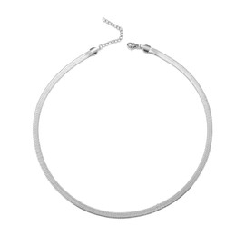 HSWYFCJY Women classic Flat Snake Chain Herringbone Necklace Choker Necklace 3mm/5mm wide chain length 14/16/18 Inches as a birthday gift for girls