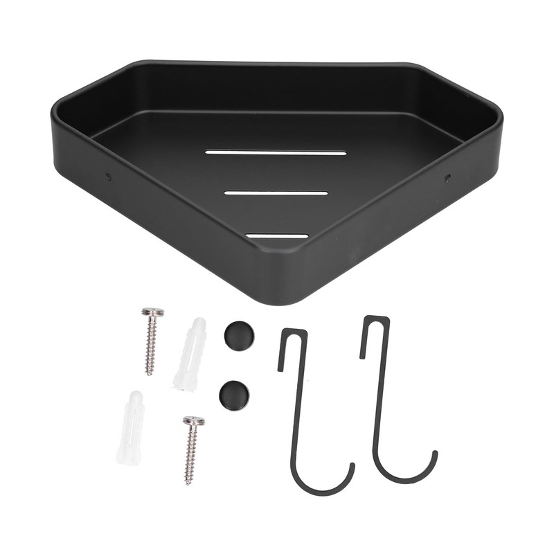 Black Corner Shower Caddy Aluminium Alloy for Bathroom Toilet Kitchen