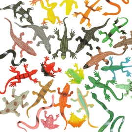 DOITEM 27Pcs Reptile Toys Realistic Figurines Model Animal Animal Figures Plastic Reptile Snake Lizards Frog Crocodile Toys Set Animals Toys for Kids Science Project Learning Educational Toys Gift