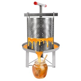 BANEBONE Mesh Honey Press Machine Household Manual Honey Press Wax Press Beekeeping Tool 304 Stainless Steel Extractor Beekeeping Tool for Beekeeping Agriculture Vertical Stripe Silver