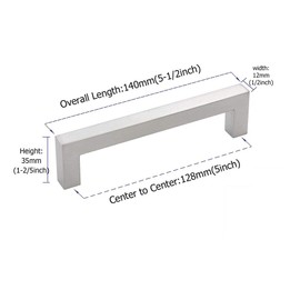 Goldenwarm Furniture Handle Bar Handle Brushed Stainless Steel Cupboard Handles Drawer Handles Kitchen Cabinet Square Handle