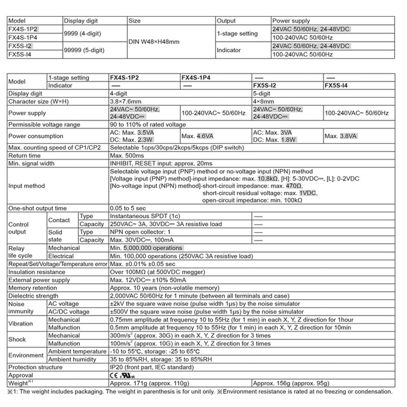 Autonics Korea FX4S-1P4 Digital Counter Timer 4-digit 48x48 100~240VAC