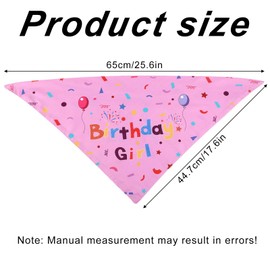 Pink Dog Birthday Bandana, Reversible Triangle Scarf Bib Handkerchief Durable Fabric Party Supplies for Dog Birthday Girls