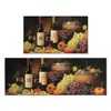 Red Wine Kitchen Rugs Sets of 2, 3D Grapes Farmhouse