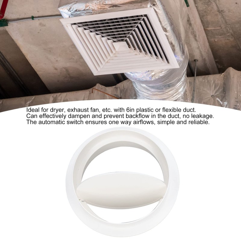 CHEOTIME 6 Inch Backdraft Damper, 1 Way Air Flow Stopper