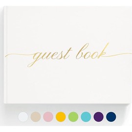 Elegant Wedding Guest Book - Perfect for Wedding Receptions, Baby Showers, Birthdays and Special Events - Polaroid Guest Book with 110 Lined Pages for Sign-in and Photos -Hardcover (White)