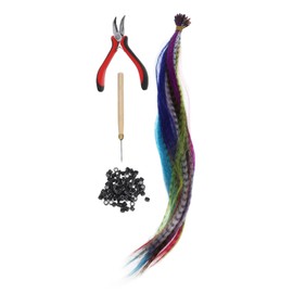 Mikinona 50pcs Hair Extensions Kit Crochet Hook and Plier Multi Hair Extensions for Parties Festivals and Daily Styling Includes and Tools