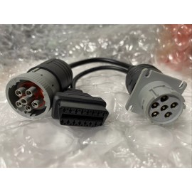 Cal/Amp J1708 6pin Female to OBD2 5C970-2 to 6pin Male Splitter Y Cable Truck OBDII 01