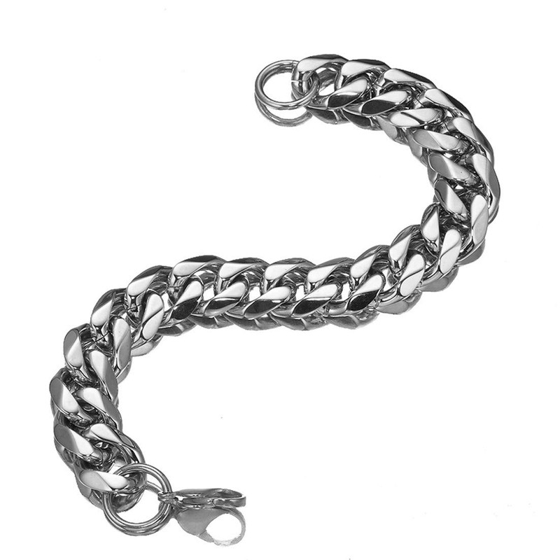 GZMZC Cuban Link Chain Necklace or Bracelet Silver Curb Chain