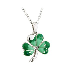 Irish Rose Gifts Lucky Shamrock Pendant Necklace - Solvar Jewelry Made in Ireland