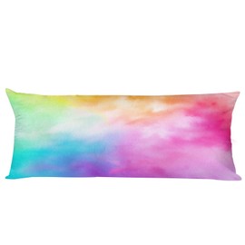 Brezoo Satin Pillowcase, Softer Than Silk Pillow Cases 1 Pack, Satin Pillowcases with Zipper, Cooling Pillow Cases Body Size, Gift for Women Men, Rainbow
