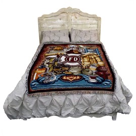 Pure Country Weavers Fire Department Firefighter Blanket - Gift Tapestry Throw Woven from Cotton - Made in The USA (72x54)