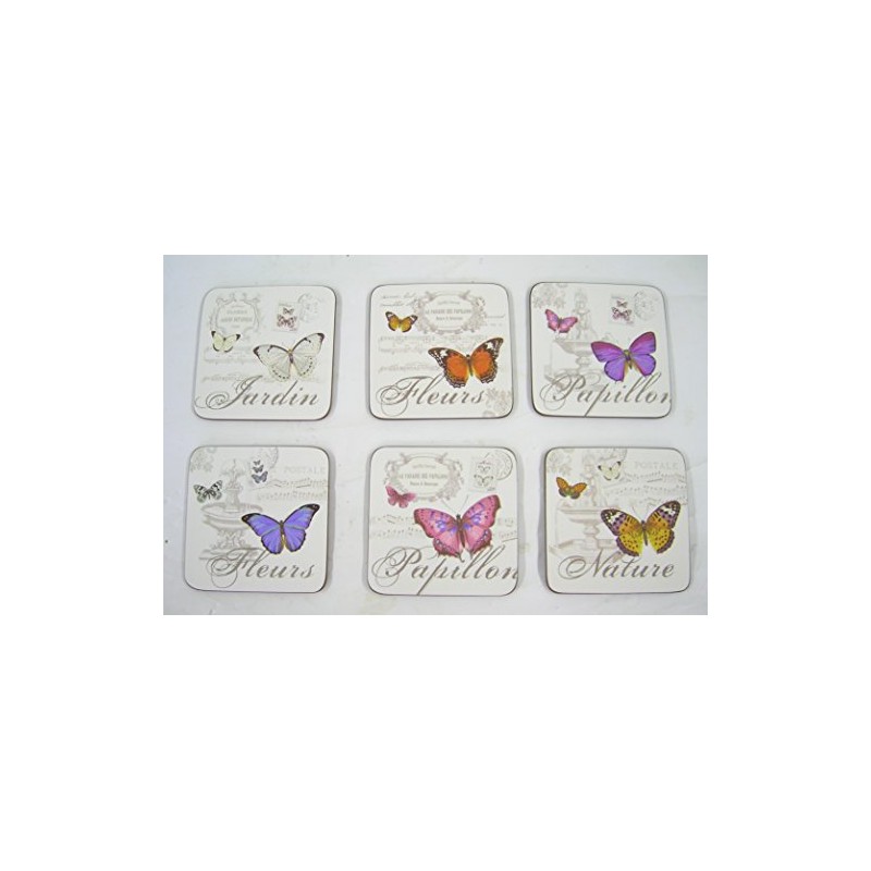 Butterfly Cork Backed Coasters Set Of 6