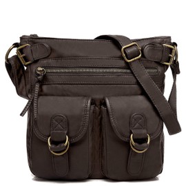 SCARLETON Bolsos cruzados para mujer, bolso de viaje para mujer, bolso de hombro con múltiples bolsillos, piel sintética ultrasuave, H1998, Coffee, 10.7"x9.5"x2.5"