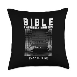 Bible Emergency Numbers Verse God Jesus Faith Christian Gift Throw Pillow