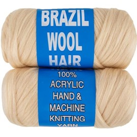 Mscat 2 Roll Blonde Brazilian Wool Hair Acrylic Yarn for Crochet African Braids Sengalese Twisting Jumbo Braids Box Braids Faux Locs 613