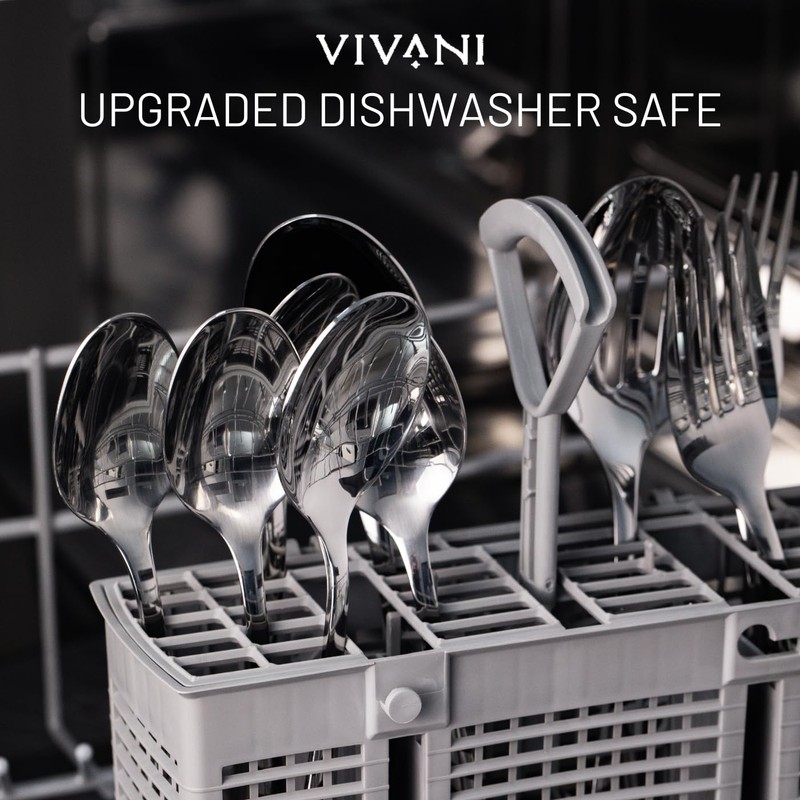 VIVANI 16 Piece Heavy Silverware Set for 4, Forged Stainless