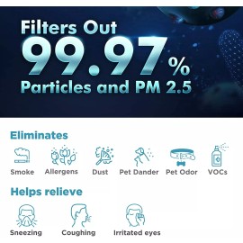 Membrane Solutions 2x Replacement True HEPA Filter For Membrane Solutions MSB5 3-in-1 Air Purifier