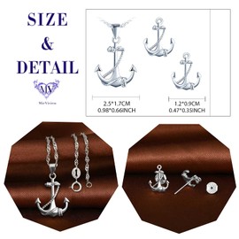 MicVivien Women Jewellery Set 925 Sterling Silver Anchor Stud Earrings/Anchor Bracelet/Anchor Pendant Necklace Jewelry