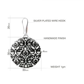 Modern round earrings hanging; original gifts for women every day (black grey)