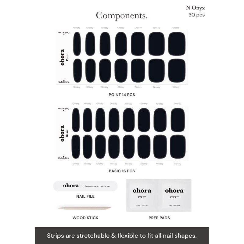 ohora (N Onyx) Semi-cured Gel Nail Strips - Works with