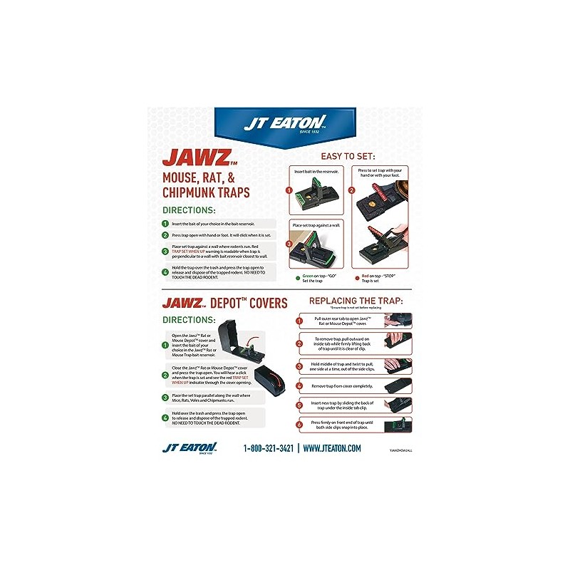 JT Eaton Jawz Depot Reusebale Mouse Snap Trap Covers, Compatible