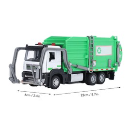 Itonash Garbage Truck, Recycling Garbage Truck Toy with Light and Sound, 1:32 Garbage Truck Toy with Rubbish Container, 4 Bins, Friction Operated, Children's Toy for and Girls from