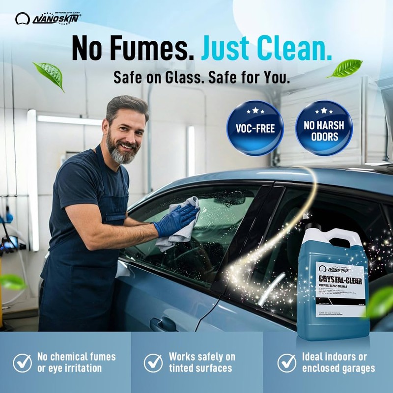 Nanoskin CRYSTAL-CLEAR VOC-Free Glass Cleaner 16 oz - Ultra-Concentrated, Eco-Friendly,