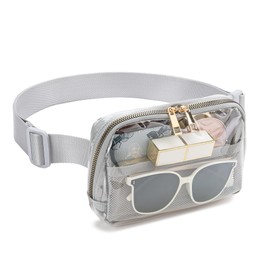 Clear Fanny Pack Stadium Approved for Women & Men Belt Bag Crossbody Waterproof with Adjustable Strap for Festival Sports Workout (Grey)