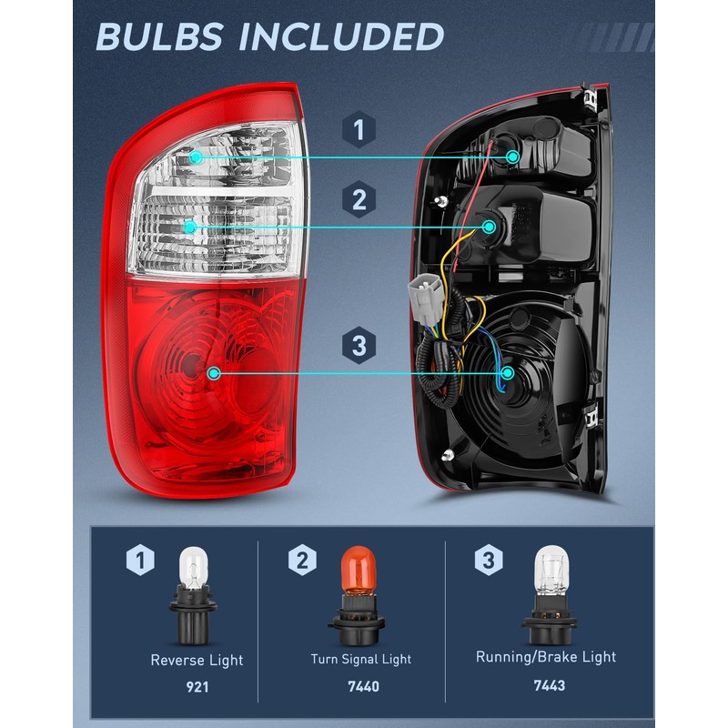 Nilight Taillight Assembly Compatible with 2004 2005 2006 Toyota Tundra