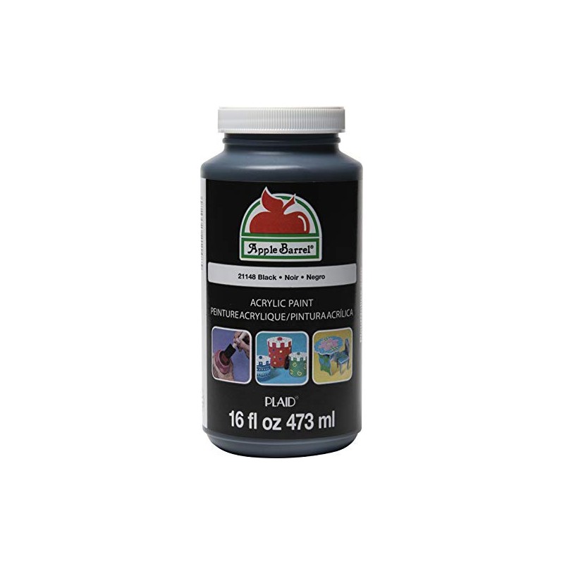 Apple Barrel Pintura acrílica, negro, 16 oz, 21148EA (paquete de
