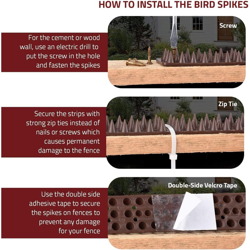 Defender Spikes for Bird, Cat, Pigeon and Small Animals 12pack-