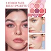 Make-up Rouge Palette with Blush Brush, 6 Colours, Matte Blush