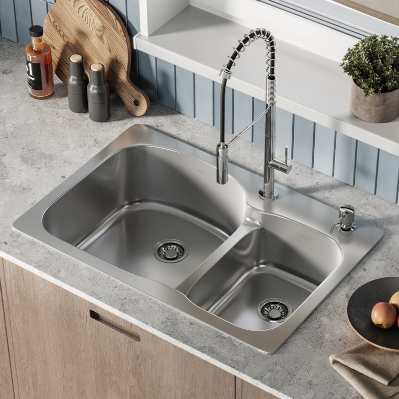 Ouvert 33 x 22 Stainless Steel, Dual Basin, Top-Mount Kitchen