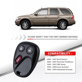BestKeys 3 Buttons Car Key Fob Keyless Control Entry Remote for 2002 - 2007 Trailblazer Envoy 2004 - 2007 Buick Rainier MYT3X6898B (2)