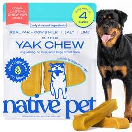 Native Pet Yak Cheese Himalayan Dog Chews XLarge - Long Lasting Dental Sticks for Extra Large Breeds – 100% All Natural Himalayan Yak Chews – Cheese Bone for Aggressive Chewers - 10 Per Pack