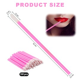 VIVIIHOO Pack of 100 Disposable Lip Brushes, Lipstick Makeup Brush, Eyebrow Brush, Pen, Beauty Tool Kit (Rose Red)