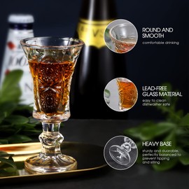Glsairy Round 1.3-Oz Cordial Glasses, Lead-Free Sherry Glasses, Clear Heavy Base Shot Glasses (Set of 6)